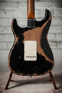 Fender '61 Strat HSS Black Super Heavy Relic Roasted Pine #R144152