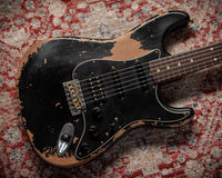 Fender '61 Strat HSS Black Super Heavy Relic Roasted Pine #R144152