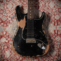 Fender '61 Strat HSS Black Super Heavy Relic Roasted Pine #R144152