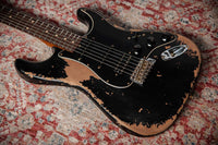 Fender '61 Strat HSS Black Super Heavy Relic Roasted Pine #R144152