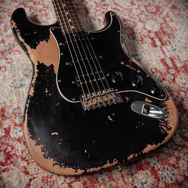 Fender '61 Strat HSS Black Super Heavy Relic Roasted Pine #R144152