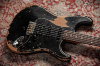 Fender '61 Strat HSS Black Super Heavy Relic Roasted Pine #R144152