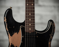 Fender '61 Strat HSS Black Super Heavy Relic Roasted Pine #R144152