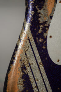 Fender '61 Strat HSS Super Heavy Relic Purple Sparkle w/ Silver Sparkle Competition Stripe #R143442