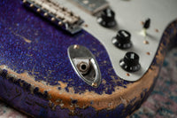 Fender '61 Strat HSS Super Heavy Relic Purple Sparkle w/ Silver Sparkle Competition Stripe #R143442