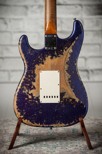 Fender '61 Strat HSS Super Heavy Relic Purple Sparkle w/ Silver Sparkle Competition Stripe #R143442