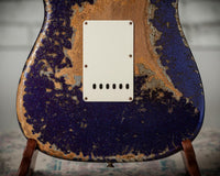 Fender '61 Strat HSS Super Heavy Relic Purple Sparkle w/ Silver Sparkle Competition Stripe #R143442