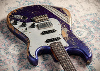 Fender '61 Strat HSS Super Heavy Relic Purple Sparkle w/ Silver Sparkle Competition Stripe #R143442