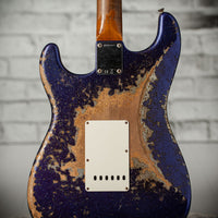 Fender '61 Strat HSS Super Heavy Relic Purple Sparkle w/ Silver Sparkle Competition Stripe #R143442