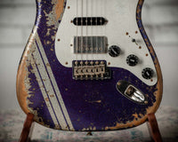 Fender '61 Strat HSS Super Heavy Relic Purple Sparkle w/ Silver Sparkle Competition Stripe #R143442