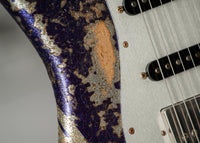Fender '61 Strat HSS Super Heavy Relic Purple Sparkle w/ Silver Sparkle Competition Stripe #R143442