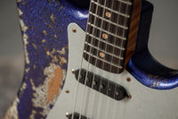 Fender '61 Strat HSS Super Heavy Relic Purple Sparkle w/ Silver Sparkle Competition Stripe #R143442