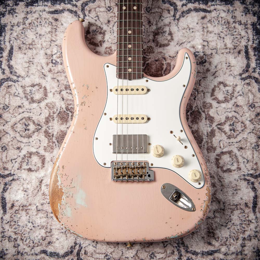 Fender '63 Heavy Relic Stratocaster Shell Pink Over Sonic Blue Throbak SLE101+ #R148294
