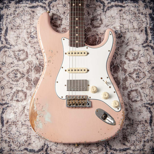 Fender '63 Heavy Relic Stratocaster Shell Pink Over Sonic Blue Throbak SLE101+ #R148294