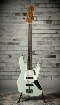 Fender '63 Jazz Bass Relic Hand Wound Pickups Faded Aged Sonic Blue #R133728