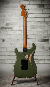 Fender '66 Heavy Relic Stratocaster HSS Olive Drab over Inca Silver HW pickups Fralin Sunbucker # R140445