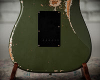 Fender '66 Heavy Relic Stratocaster HSS Olive Drab over Inca Silver HW pickups Fralin Sunbucker # R140445