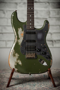 Fender '66 Heavy Relic Stratocaster HSS Olive Drab over Inca Silver HW pickups Fralin Sunbucker # R140445