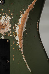 Fender '66 Heavy Relic Stratocaster HSS Olive Drab over Inca Silver HW pickups Fralin Sunbucker # R140445