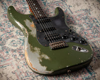 Fender '66 Heavy Relic Stratocaster HSS Olive Drab over Inca Silver HW pickups Fralin Sunbucker # R140445