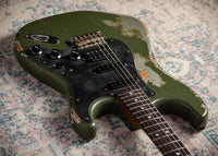 Fender '66 Heavy Relic Stratocaster HSS Olive Drab over Inca Silver HW pickups Fralin Sunbucker # R140445