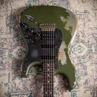 Fender '66 Heavy Relic Stratocaster HSS Olive Drab over Inca Silver HW pickups Fralin Sunbucker # R140445