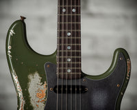 Fender '66 Heavy Relic Stratocaster HSS Olive Drab over Inca Silver HW pickups Fralin Sunbucker # R140445