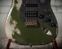 Fender '66 Heavy Relic Stratocaster HSS Olive Drab over Inca Silver HW pickups Fralin Sunbucker # R140445
