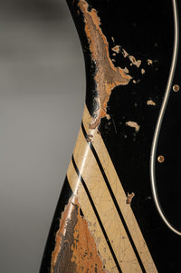 Fender 1967 Strat HSS Heavy Relic Black w/ Desert Sand Competition Stripe #R149095