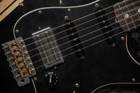 Fender 1967 Strat HSS Heavy Relic Black w/ Desert Sand Competition Stripe #R149095
