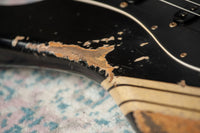 Fender 1967 Strat HSS Heavy Relic Black w/ Desert Sand Competition Stripe #R149095
