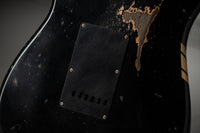 Fender 1967 Strat HSS Heavy Relic Black w/ Desert Sand Competition Stripe #R149095
