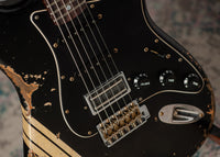 Fender 1967 Strat HSS Heavy Relic Black w/ Desert Sand Competition Stripe #R149095