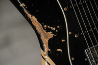 Fender 1967 Strat HSS Heavy Relic Black w/ Desert Sand Competition Stripe #R149095