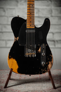 Fender Heavy Relic '52 Telecaster Ash Body Black over Butterscotch Handwound Pickups # R149323