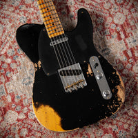 Fender Heavy Relic '52 Telecaster Ash Body Black over Butterscotch Handwound Pickups # R149323
