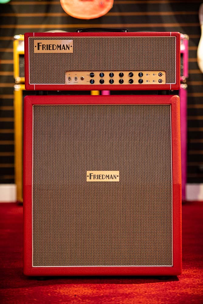 Friedman Twin Sister Head with Vertical 2x12 Cabinet Red Tolex Salt and Pepper Grill