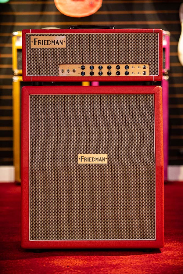 Friedman Twin Sister Head with Vertical 2x12 Cabinet Red Tolex Salt and Pepper Grill