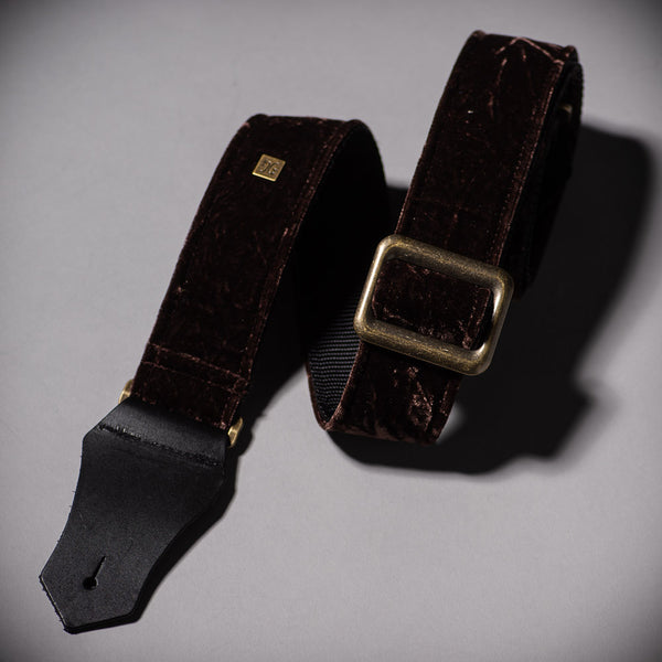 Get'm Get'm Boujee Velvet Tourmaline Brown 2" Guitar Strap