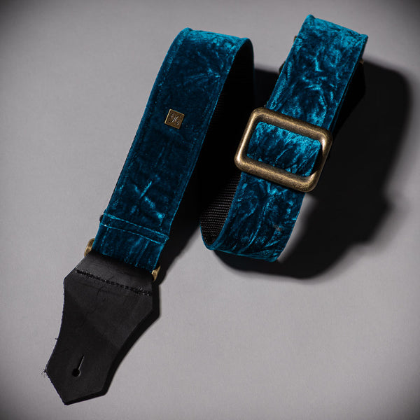 Get'm Get'm Boujee Velvet Aquamarine Teal 2" Guitar Strap