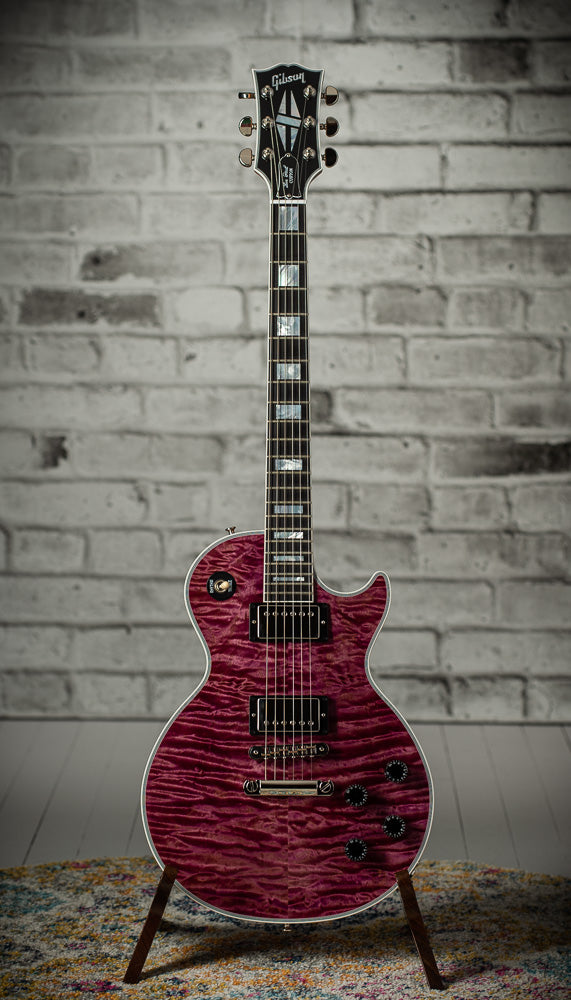 Gibson Les Paul Custom 5A Quilt Top Trans Violet Natural Back Custombucker Pickups # CS400340