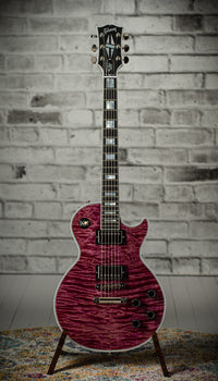 Gibson Les Paul Custom 5A Quilt Top Trans Violet Natural Back Custombucker Pickups # CS400340