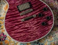 Gibson Les Paul Custom 5A Quilt Top Trans Violet Natural Back Custombucker Pickups # CS400340