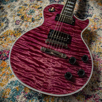 Gibson Les Paul Custom 5A Quilt Top Trans Violet Natural Back Custombucker Pickups # CS400340