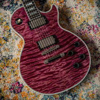 Gibson Les Paul Custom 5A Quilt Top Trans Violet Natural Back Custombucker Pickups # CS400340