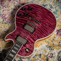 Gibson Les Paul Custom 5A Quilt Top Trans Violet Natural Back Custombucker Pickups # CS400340