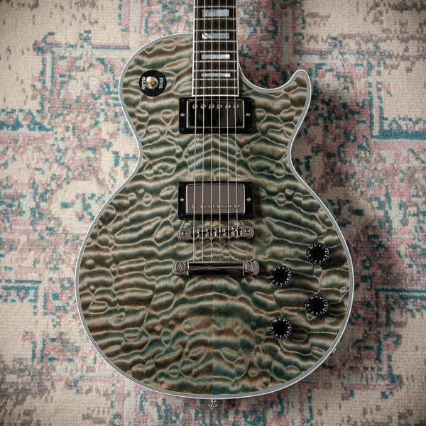 Gibson Les Paul Custom 7A Quilted Maple Top Ocean Blue TV White Back #CS503236