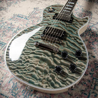 Gibson Les Paul Custom 7A Quilted Maple Top Ocean Blue TV White Back #CS503236