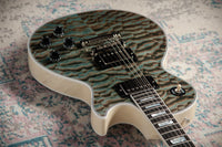 Gibson Les Paul Custom 7A Quilted Maple Top Ocean Blue TV White Back #CS503236