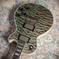 Gibson Les Paul Custom 7A Quilted Maple Top Ocean Blue TV White Back #CS503236